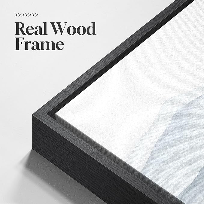 Framed Mountain Landscape Wall Art for Living Room, 3 Piece Nature Foggy Forest Canvas Artwork for Walls, Scenic Pine Tree Paintings Print Wall Decor for Bedroom Hallway Office Dining Room, 16x24 Inch