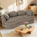 95” Modern Curved Sofa, Chenille Fabric Comfy Cloud Couch, No Assembly Required Half Moon Couch with Deep Seat, 4 Pillows for Living Room, Apartment, Bedroom