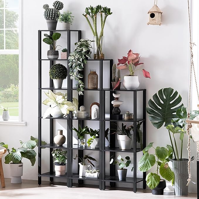 YUFAM 54in Tall Bookshelf 5-Tier Small Narrow Bookcase, Skinny Book Shelf for Small Space, Farmhouse Slim Shelf with Storage, Wood Freestanding Display Thin Bookshelves for Living Room, Office, Black