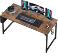 OLIXIS Computer Desk 63 Inch Home Office Desks for Small Spaces, Gaming Writing Study Work Table with Storage Bag and Headphone Hook for Bedroom, Rustic Brown