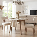HNY Mid Century Modern Dining Chairs, Linen Fabric Upholstered and Curved Backrest Kitchen Chairs Set of 2, with Hardwood Frame, Beige