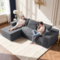 Grey Modular Sectional Couch with 108" L-Shape Chaise, Deep Seat Corduroy Sofa Plush Fabric Cloud-Like Couches for Living Room, No Assembly Modern Minimalist Furniture (Right Facing Chaise)