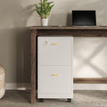 Lavish Home 2 Drawer File Cabinet - Filing Cabinet with Lock - Rolling File Cabinet for Under Desk Storage - Wood Filing Cabinet for Home or Office Organization (White)