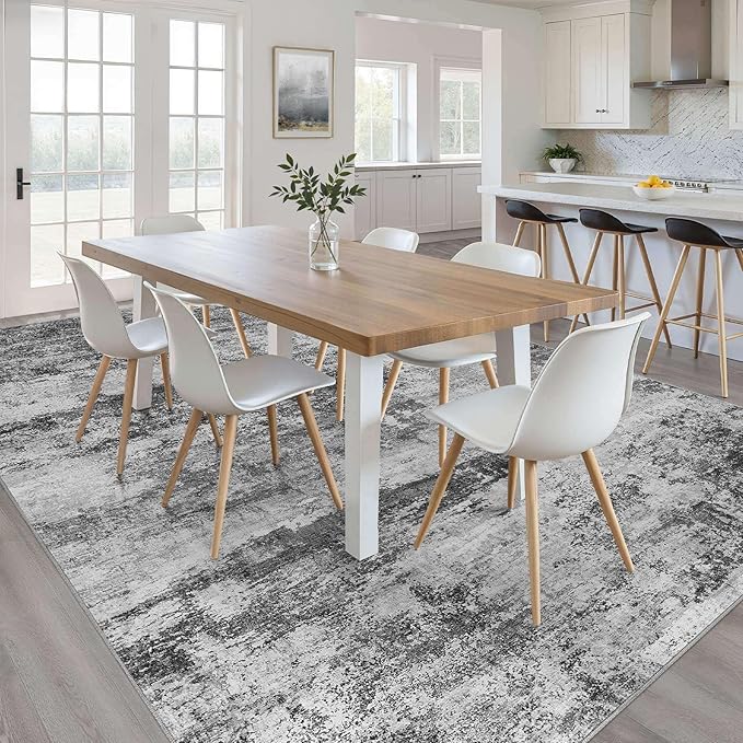 6x9 Area Rugs Living Room: Washable Large Abstract Neutral Modern Soft Rug Stain Resistant Indoor Floor Non-Slip Accent Carpet for Bedroom Nursery Playroom Dining Room Office Dorm Home House Decor