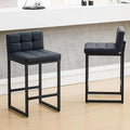 FIRAVOE Counter Height Bar Stools Set of 2, Modern Faux Leather Counter Stools with Low Back and Footrest, Upholstered Bar Chairs for Kitchen Island, Bar, Counter (Black, 2Pcs 26" Counter Stools)