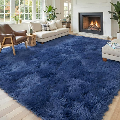 8x10 Area Rugs for Living Room Bedroom, Large Area Rug Shaggy Carpet Soft Plush Furry Bedside Rug, Rugs for Home Decor (Royal Blue, 8 x 10)