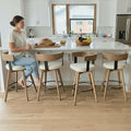 DUOMAY Swivel Bar Stools Set of 4-26" Counter Height Bar Stool with Footrest - Modern Wood Barstools with Linen Upholstered Seat - 360-Degree Swivel Stool for Kitchen Island Home Bar - White