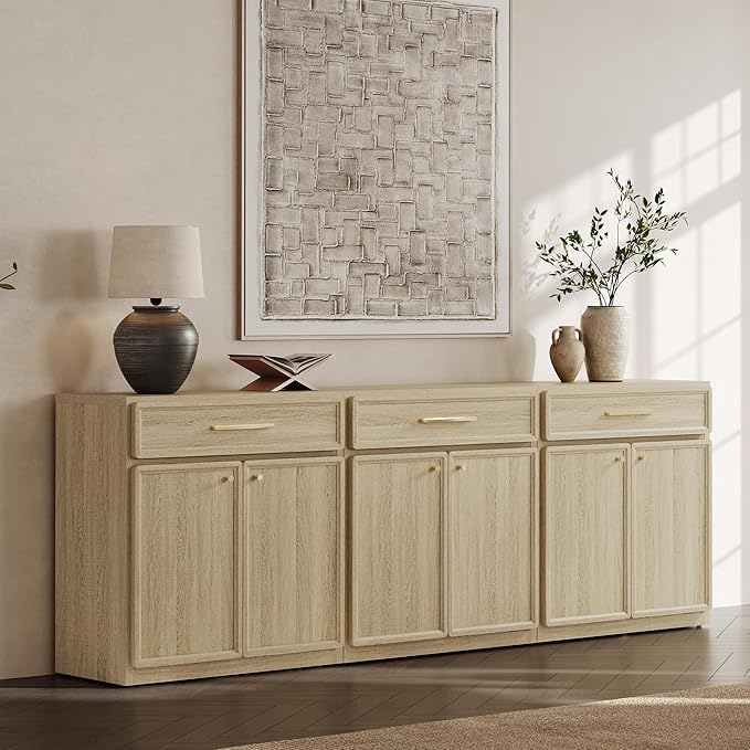 SICOTAS Buffet Cabinet with Storage Tall Modern Console Storage Cabinet with Doors and Shelves 30" Long Wooden Sideboard Credenza Buffet Table Coffee Bar for Living Room Kitchen Dining Room Entryway