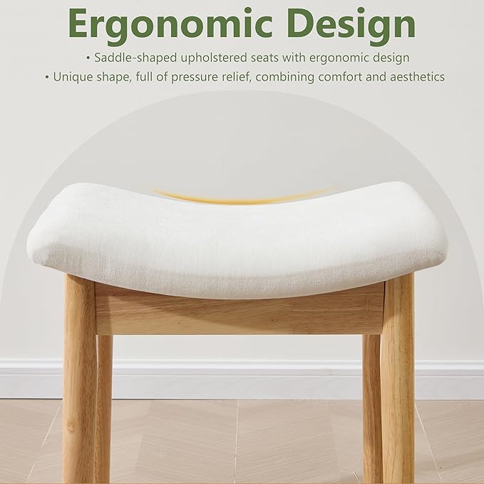 Royal Windsor Vanity Stool with Saddle Cushion, 18 Inch Makeup Vanity Chair for Living Room, Modern Foot Stool Ottoman Piano Bench,Small Upholstered Bench for Bedroom, Beige