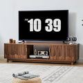FurSch 62.2” Fluted TV Stand Low Profile, Mid Century Modern TV Stand with Storage for Bedroom Living Room, Curved Media Console for 50 55 60 65 70 Inch TVs (Walnut)