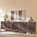 IFGET Modern Buffet Cabinet with Storage, 123.5" W Fluted Arched Sideboard Cabinet w/Adjustable Shelves, Wooden Modular Coffee Bar for Dining Room, Kitchen, Living Room, Entryway, Brown