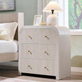 T4TREAM Fluted Dresser with 3 Drawers, 32" Tall Modern Chest of Drawers with Thickened Curved Profile Design, Wood Closet Clothes Storage Organizer for Bedroom, Living Room, Hallway, Alder White