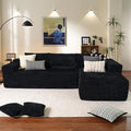 ovios 104" Cloud Boneless Couch with L-Shape Chaise,Modern Sectional Modular Sofa with Deep Seat, Upholstered Couches for Living Room Bedroom,No Assembly Required, Black (Plush Corduroy Fabric)