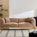 82.7" Modern Couch Boucle 3 Seater Sofa, Upholstered Minimalist Curved Sofas with Metal Legs, Cozy Luxury Deep Seat Memory Foam Couches for Living Room Bedroom Home Office Apartment, Camel