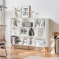 LEYAOYAO 10 Cube Bookshelf, 3 Tier Vintage 55" Wide Bookcase with Legs, Mid-Century Wood Bookshelves Storage, White Large Book Case, Freestanding Organizer Display Shelf for Living Room, Office
