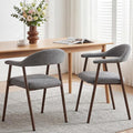 DUMOS Dining Chairs Set of 2, Linen Fabric Upholstered Kitchen Side Chairs with Curved Backrest & Metal Legs, Modern Farmhouse Accent Chairs for Dining Room Kitchen Living Room Cafe, Gray