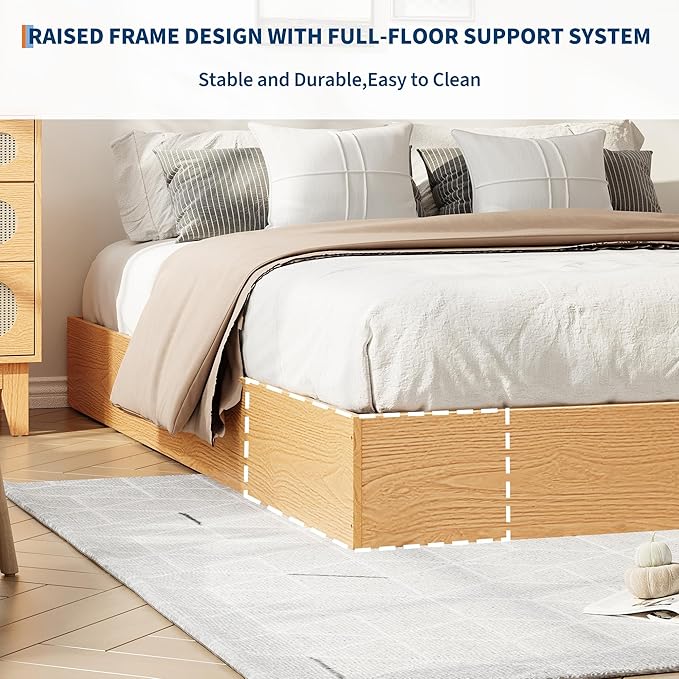 GarveeHome Twin XL Size Wood Platform Bed Frame,Wooden Bed Frame Without Headboard, Wood Slat Support,No Box Spring Needed, Easy Assembly