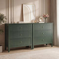 RoyalCraft Large 3 Drawer Dresser Set of 2, Fluted Chest of Drawers with Storage, Modern Painted 30 inch Tall Nightstand for Bedroom Living Room Entryway, Dark Green
