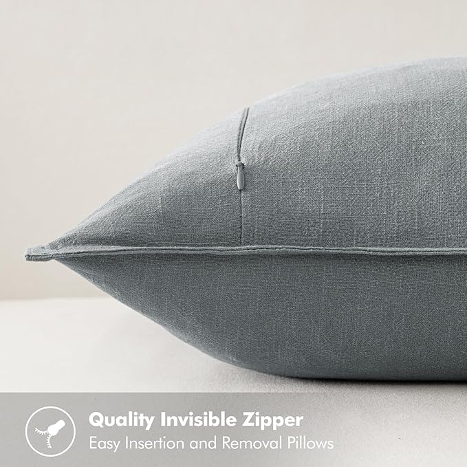 MIULEE Decorative Linen Pillow Covers 18x18 Inch Gray Boho Farmhouse Neutral Couch Throw Pillows for Bed Pack of 2 Accent Modern Pillowcase Sofa Livingroom Home Decor