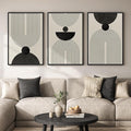 Large Framed Boho Abstract Wall Art for Living Room, 3 Piece Black and White Modern Minimalist Canvas Artwork for Walls, Bauhaus Geometric Prints Wall Decor for Bedroom Dining Room Office, 24x36 Inch