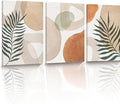 HesenDot Abstract Botanical Wall Art Set of 3, 40x60CM Neutral Plant Framed Canvas Prints, Beige Green Boho Aesthetic Wall Decor for Living Room Bedroom Bathroom Office Home
