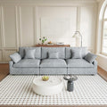 Modular Sectional Sofa Cloud Couch, 119.29" Oversized 3 Seater Sofa with Pillows, Linen Blend Fabric Minimalist Deep Seat Sofa Couches for Living Room, Sofa Covers Washable&Removable, Grey