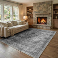 Homemate Washable Rug 6x9 Area Rugs - Vintage Faux Wool Rugs for Living Room Bedroom Dining Room - Non Slip Foldable Carpet Indoor Area Rug for Home Decor（6'x9', Black