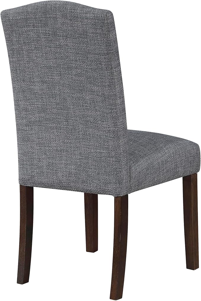 Lexicon Upholstered Dining Chairs Set of 2 - Soft Durable Fabric Armless Arched Back Kitchen Modern Dining Room Chairs for 2, Nailhead Trim Side, Brown Sturdy Wooden Frame, Easy Assembly, Gray