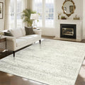 Srugn Washable Rugs 8x10 Area Rugs for Living Room,Bedroom,Dining Room- Large Ultra Soft Faux Wool Retro Carpets,Non Slip&Non-Shedding Low Pile Vintage Print Rug for Home Office Decor-Beige