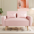 Vongrasig 47" Small Modern Loveseat Sofa, Mid Century Soft Corduroy Fabric 2-Seat Sofa Couch Tufted Love Seat with Back Cushions and Tapered Legs for Living Room, Bedroom and Small Space (Pink)