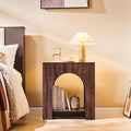 Arched End Table with Type-C Charging Station, 22" Modern Bedroom NightStand with Arched Open Shelf, Night Table with Outlet, USB, Type-C Port for Bedroom, Natural