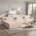Cloud Couch Sectional, L Shaped Boneless Couches for Living Room - Oversized Modular Sofa with Deep Seats, Modern Couches with Movable Ottoman,Khaki(Pink-Toned)