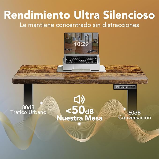 HUANUO 32" Small Electric Standing Desk Adjustable Height, 4 Memory Height Settings, Sit Stand Up Desk for Home Office & Computer Workstation, Vintage Brown