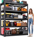 Garage Shelving-3500 lbs 5 Tier Storage Shelves,Adjustable Heavy Duty Metal Shelving Unit and Storage Large Wire Rack,Utility Steel Shelf for Warehouse Industrial Pantry Basement -72"x59"x19.7",Black