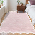 GarveeHome Scalloped Washable Area Rug 4x6 Small Entryway Rug Non Slip Modern Abstract Soft Accent Rugs for Bedroom Nursery Low Pile Stain Resistant Carpet for Office, 4'x6'