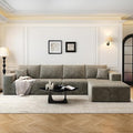 135.4" Cloud Modular Sectional Sofa Couch with L-Shape Chaise,Modern Minimalist Upholstered Couches for Living Room Bedroom,Deep Seat Corner Couch，No Assembly Required (Camel,Right Facing Chaise)