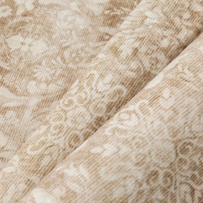 PureCozy 3x5 Area Rug Washable Entryway Office Vintage Carpet Indoor Non Slip Small Low Plie Thin Bedroom Kitchen Light Brown Rug Retro Accent Throw Living Dining Room Bathroom