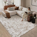 5x7 Fluffy Area Rug Brown Shag Neutral Throw Carpet for Living Room Soft Medium Pile Floral Throw Rug for Bedroom Dorm Office Dining Room Kitchen Modern Decor