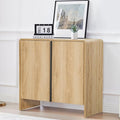 Bifins 31.5” Fluted Sideboard Buffet Cabinet with Storage,Mid Century Modern Small Wood Storage Cabinet with Arched Profile for Dining Room Kitchen Living Room (Oak 1pc)