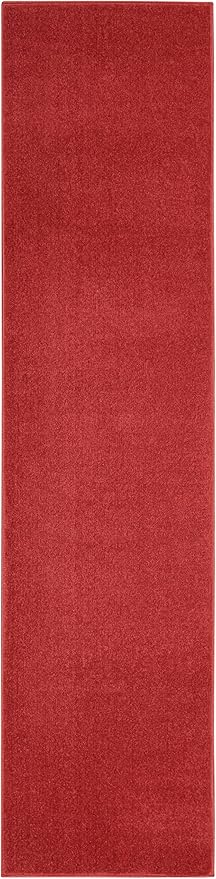 Nourison Home Nourison Essentials Brick Red 2'2" x 12' Area Rug - Easy Clean, Non Shedding, Bed Room, Living Room, Dining Room, Kitchen (12' Runner)