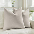 HAUSSY Oatmeal Throw Pillow Covers 22x22 Inch Set of 2,Boho Decorative Faux Linen Throw Pillows Cozy Farmhouse Accent Cushion Covers,Home Decor for Couch Sofa Bed Living Room
