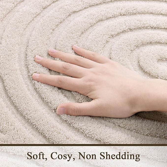 SHACOS Soft Cozy Fluffy Arch Pattern High-Low Pile Runner Rugs 2'x10' Non Slip Washable Scandinavian Minimalist Rug Runner Modern Geometric Carpet for Living Room Bedroom Bathroom Hallway, Beige