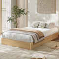 Garvee Twin Bed Frame, Wood Platform Bed with Fluted Design, Low Profile BedFrame, Minimalist Bed Base with Noise-Free, Easy Assembly, No Box Spring Needed, Natural