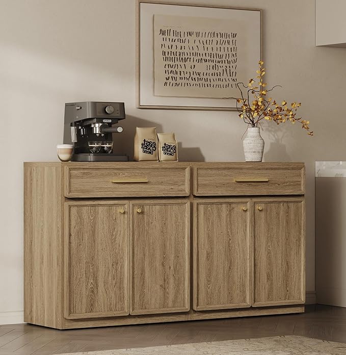 SICOTAS Buffet Cabinet with Storage Tall Modern Console Storage Cabinet with Doors and Shelves 30" Long Wooden Sideboard Credenza Buffet Table Coffee Bar for Living Room Kitchen Dining Room Entryway