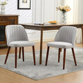 GarveeHome Wooden Dining Chairs Set of 2, Upholstered Kitchen Dining Room Chairs with Padded Seat and Wood Legs, Modern Fabric Side Dinner Chair for Kitchen, Dining Room, Restaurant, Cafe, Grey