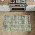 Entryway Rug 2x3 Green Washable Vintage Entryway Area Rug Distressed Oriental Neutral Non Slip Low Pile Door Mat Soft Retro Small Throw Thin Indoor Carpet for Entry Entrance Kitchen Bathroom Bedroom