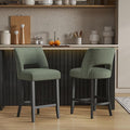 VKNOW Bar Stools Set of 2, 26" Upholstered Counter Height Bar Stools, Modern Counter Stools with Black Legs for Kitchen Island Dining Room Bar, Green-Black Legs