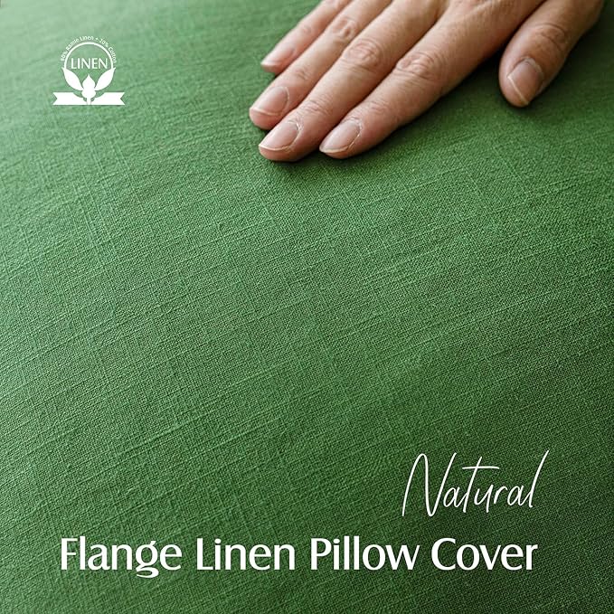 Foindtower Pack of 2, Decorative Linen Soild Throw Pillow Covers Soft Accent Euro Cushion Case Boho Farmhouse Pillowcase for Chair Couch Sofa Bedroom Living Room Home Decor 22 x 22 Inch Forest Green