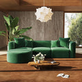 116" Modular Sectional Couches with Ottoman, Luxury Modern Curved Back Sofa, Minimalist Style Oversized 4 Seat Deep Comfy Convertible L Shape Boneless Couch for Living Room Studio Apartment, Green