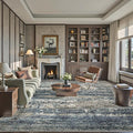 Art&Tuft 9x12 Area Rug, Anti-Slip Backing Abstract Area Rugs 9x12 Living Room, Stain Resistant Rugs for Living Room, Foldable Machine Washable Area Rug (9'x12', Navy)